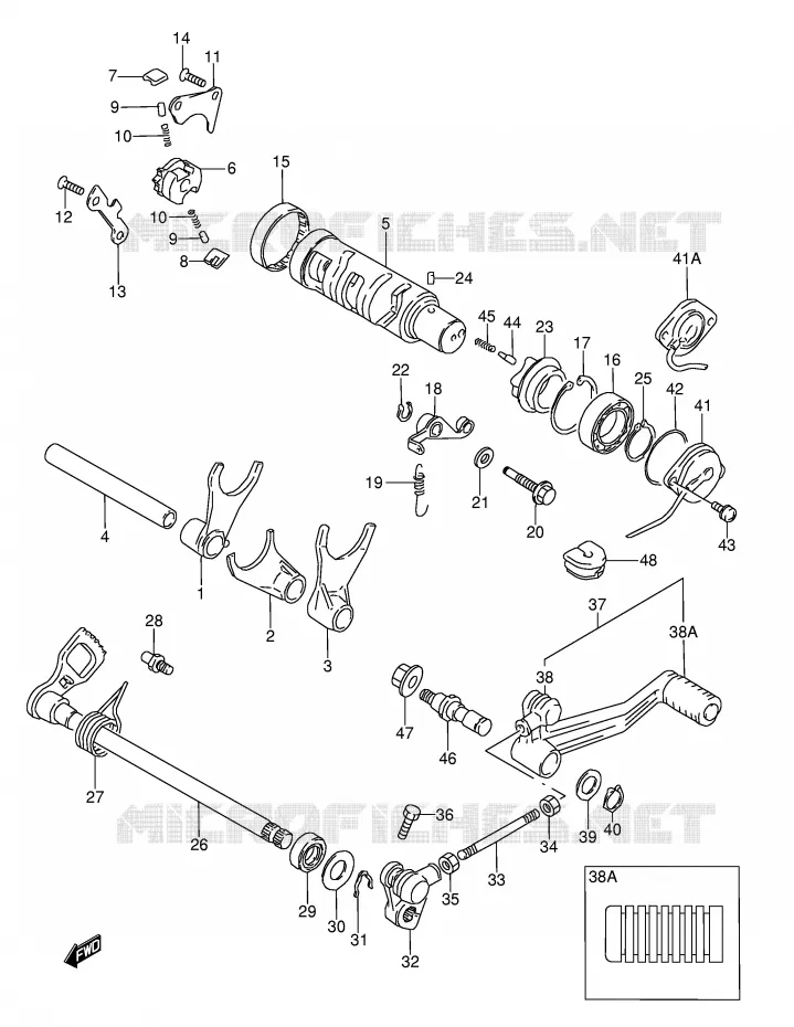 ENSEMBLE DE SELECTION DE VITESSES Suzuki MOTO 600 GSX-F 1996  GSX600FUT(E2)