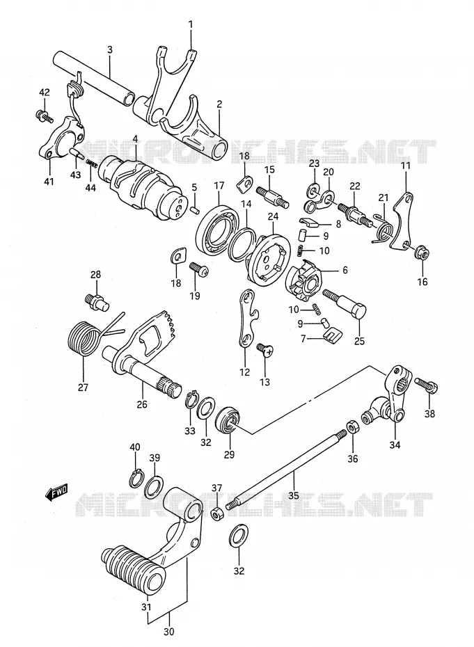 ENSEMBLE DE SELECTION DE VITESSES Suzuki MOTO 650 BOULEVARD 1988  LS650FJ(E28)