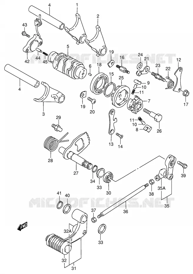 ENSEMBLE DE SELECTION DE VITESSES Suzuki MOTO 650 BOULEVARD 2003  LS650PK3(E3/E28)