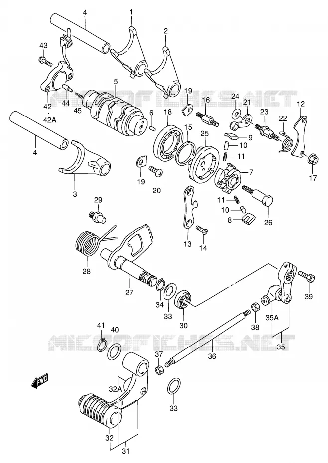 ENSEMBLE DE SELECTION DE VITESSES Suzuki MOTO 650 SAVAGE 1996  LS650PT(E2)