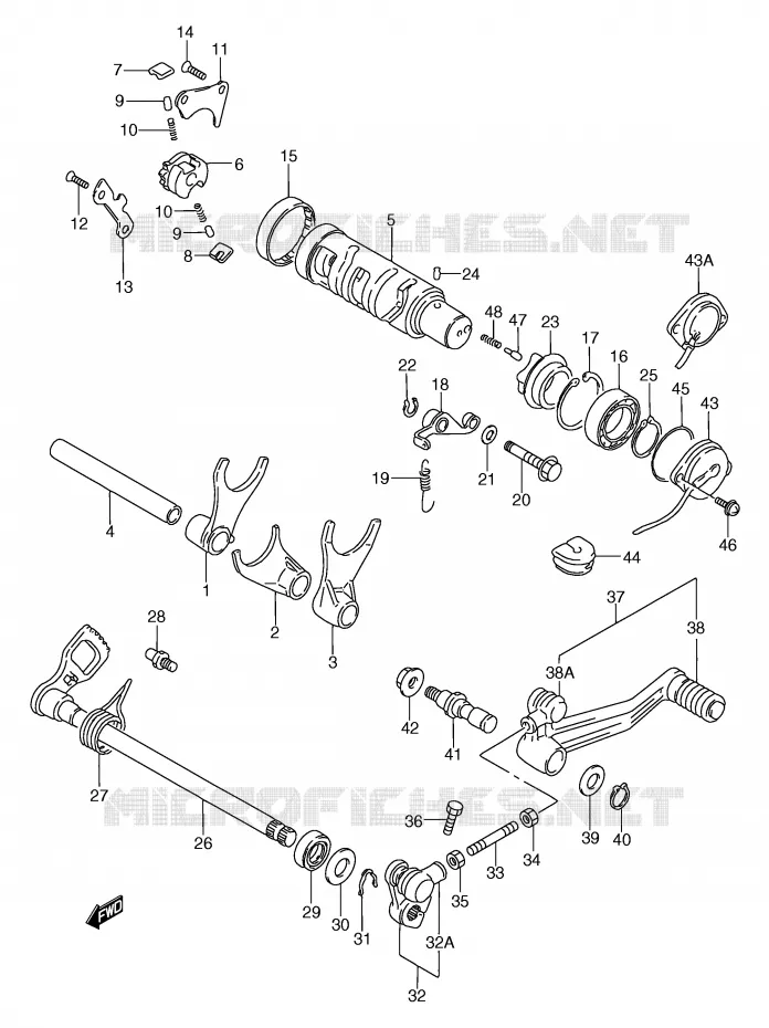 ENSEMBLE DE SELECTION DE VITESSES Suzuki MOTO 750 GSX-F 1993  GSX750FP(E2)