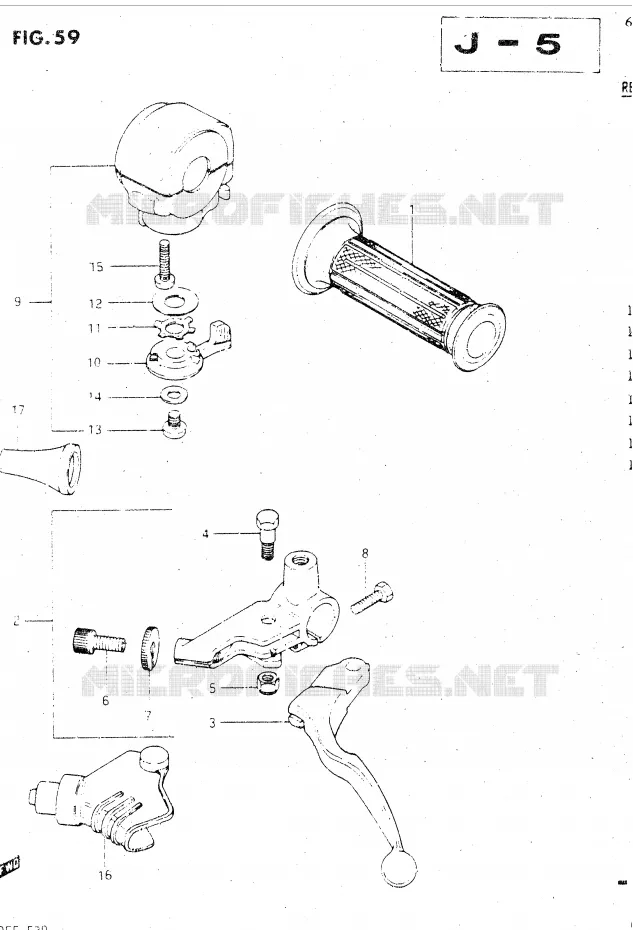 ENSEMBLE POIGNEE GAUCHE (GSX500ESE/ESF) Suzuki MOTO 500 GSX-E 1985  GSX500EF(E39)
