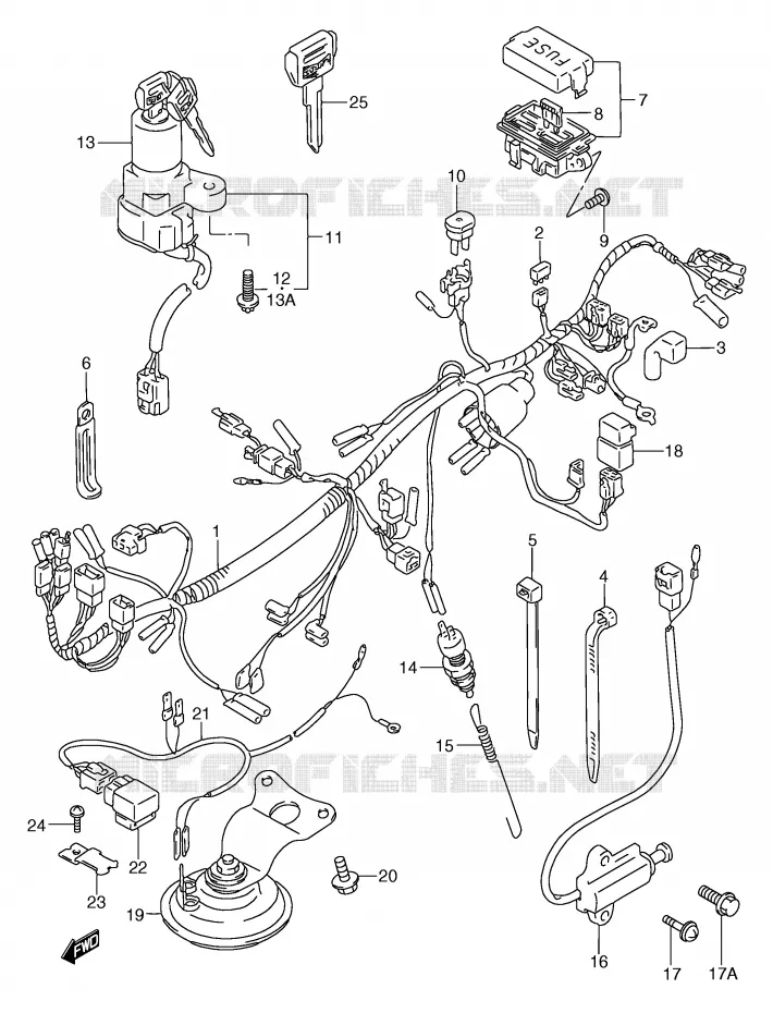 FAISCEAU ELECTRIQUE (MODELE K/L/M/N/P/R) Suzuki MOTO 750 GSX-F 1991  GSX750FM(E2)
