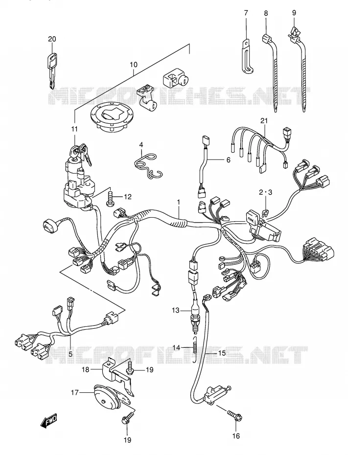 FAISCEAU ELECTRIQUE (MODELE K3) Suzuki MOTO 750 GSX-F 1999  GSX750FX(E2)