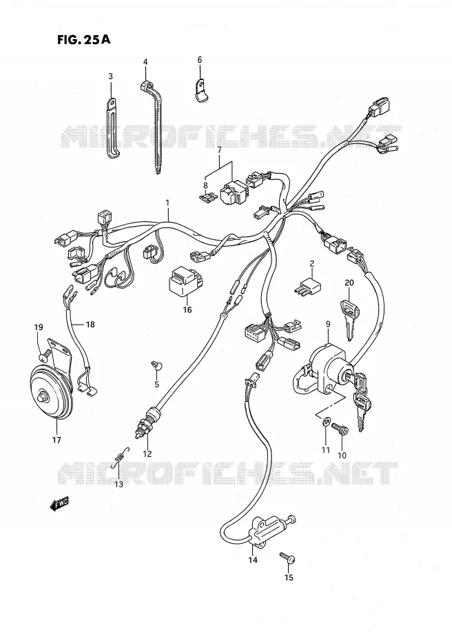 FAISCEAU ELECTRIQUE (MODELE R) Suzuki MOTO 650 SAVAGE 1986  LS650PG(E2)