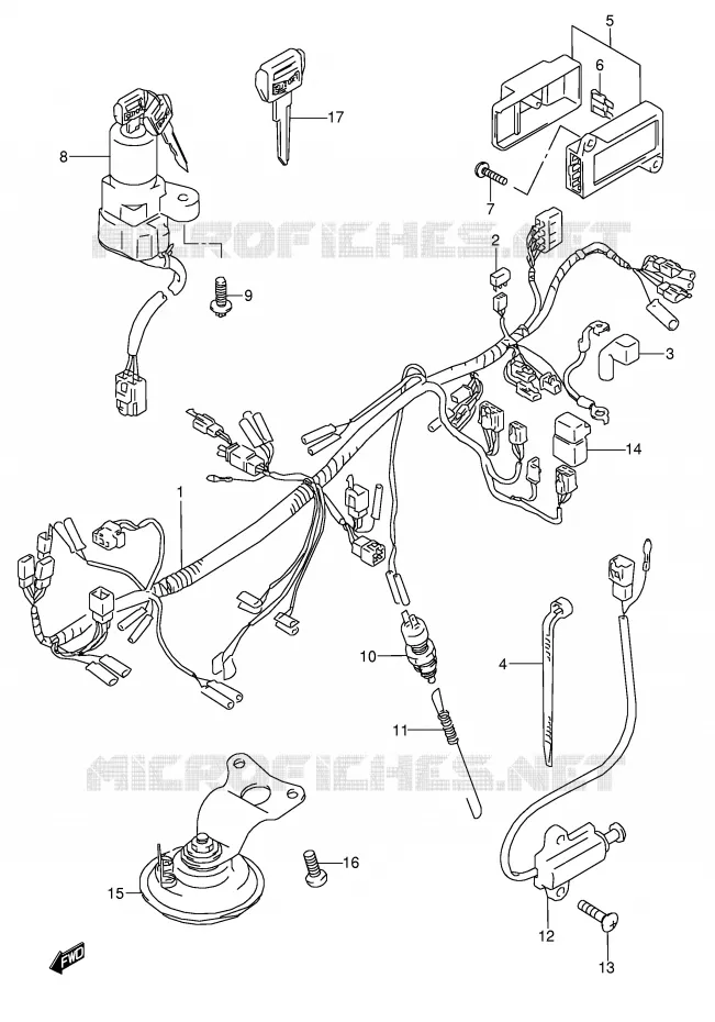FAISCEAU ELECTRIQUE (MODELE T) Suzuki MOTO 600 GSX-F 1990  GSX600FU2L(E2)
