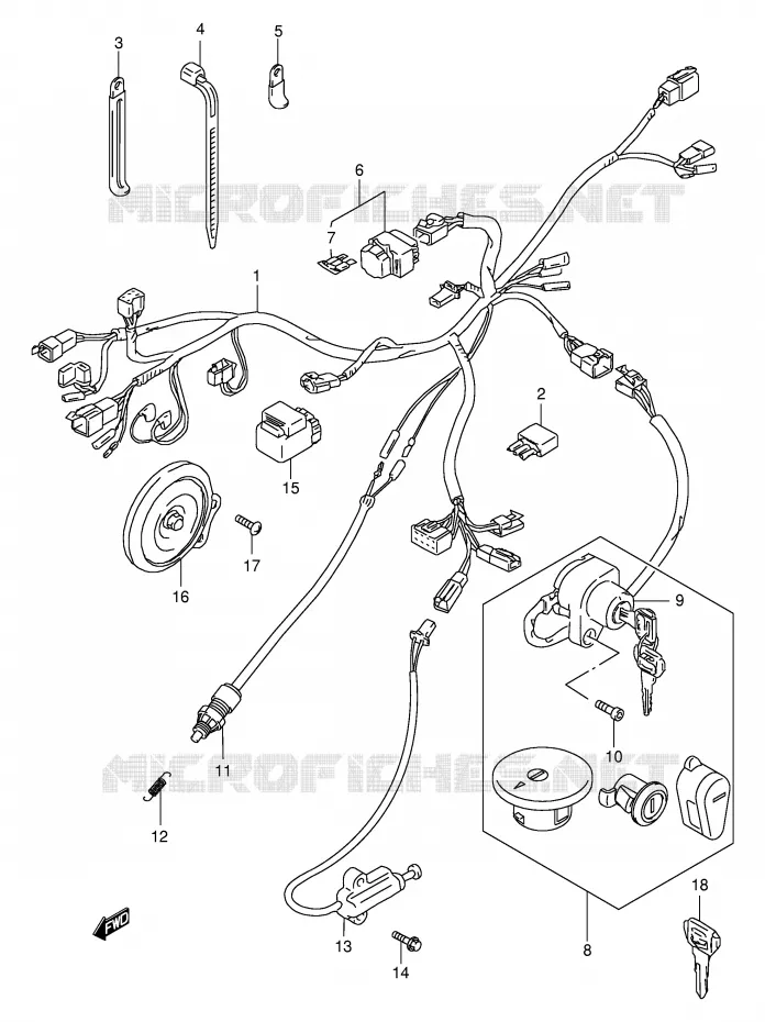 FAISCEAU ELECTRIQUE (MODELE T/V/W/X/Y/K1/K2/K3) Suzuki MOTO 650 BOULEVARD 2002  LS650PK2(E3/E28)