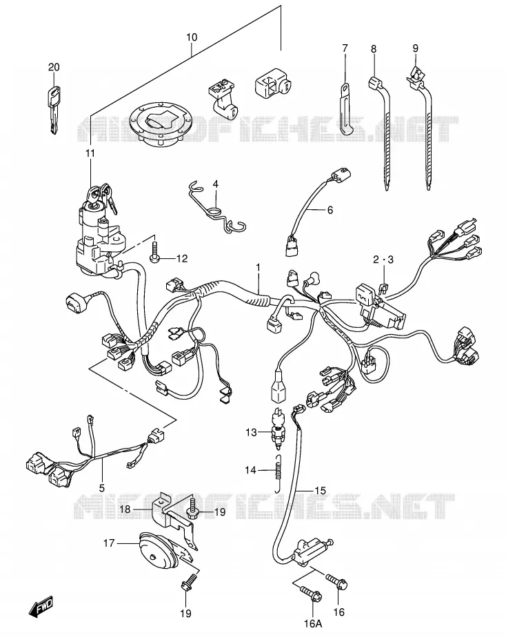 FAISCEAU ELECTRIQUE (MODELE W/X/Y/K1/K2) Suzuki MOTO 600 GSX-F 2001  GSX600FUK1(E2)