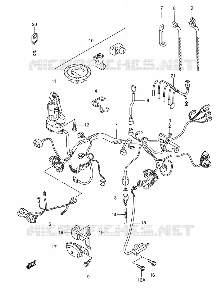 FAISCEAU ELECTRIQUE (MODELE W/X/Y/K1/K2) Suzuki MOTO 750 GSX-F 2000  GSX750FY(E2)