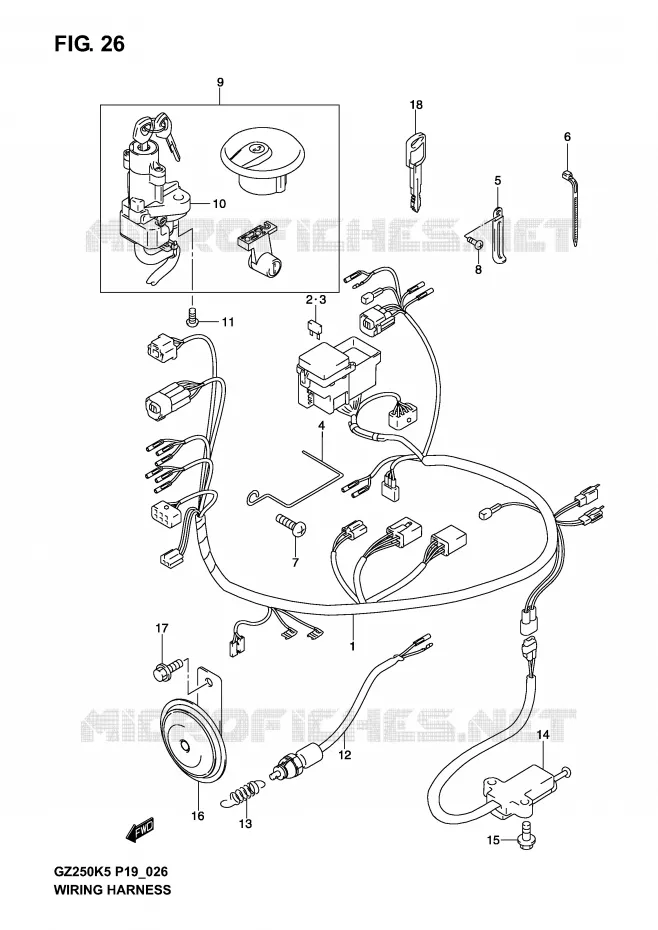 FAISCEAU ELECTRIQUE Suzuki MOTO 250 MARAUDER 2004  GZ250K4(P19)
