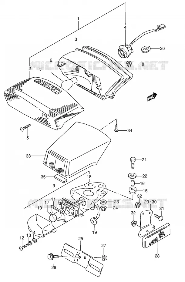 FEU ARRIERE (MODELE J/K/L/M/N) Suzuki MOTO 600 GSX-F 1995  GSX600FS(E2)