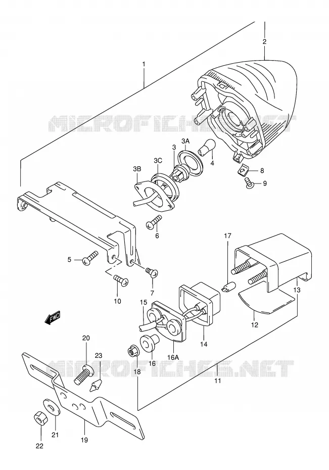 FEU ARRIERE (MODELE W/X/Y/K1/K2) Suzuki MOTO 750 GSX-F 2003  GSX750FLK3(E2)