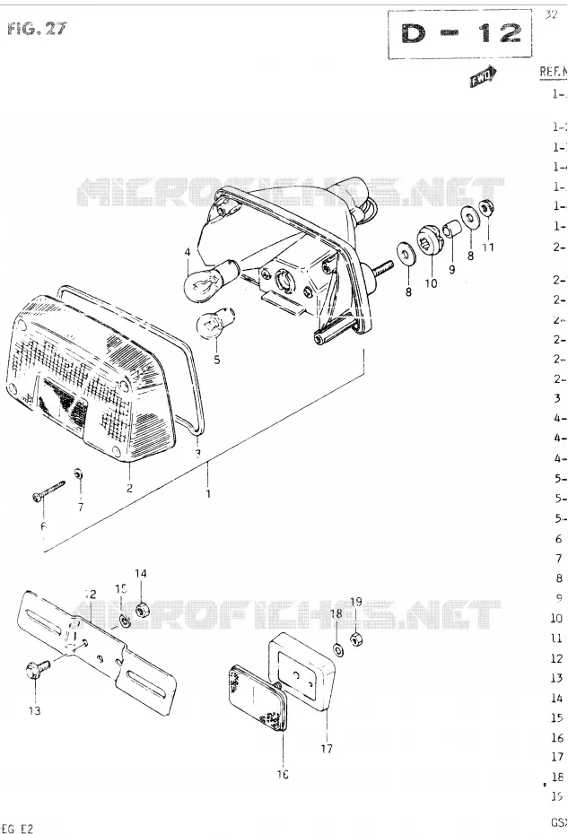 FEU ARRIERE Suzuki MOTO 400 GSX 1984  GSX400SE(E2)