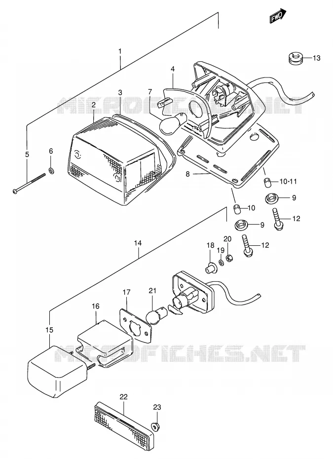 FEU ARRIERE Suzuki MOTO 650 BOULEVARD 1998  LS650PW(E3/E28)