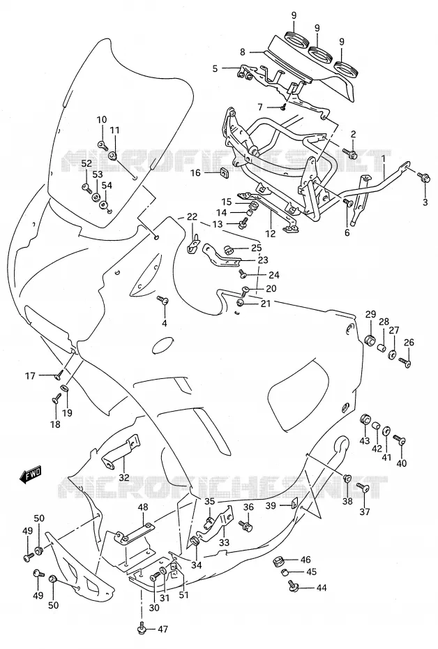 FLANCS DE CARENAGES Suzuki MOTO 600 GSX-F 1991  GSX600FU2M(E28)