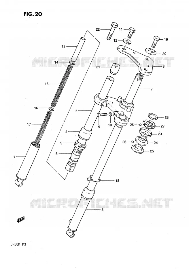 FOURCHE AVANT Suzuki MOTO 50 JR 1985  JR50F(P3)