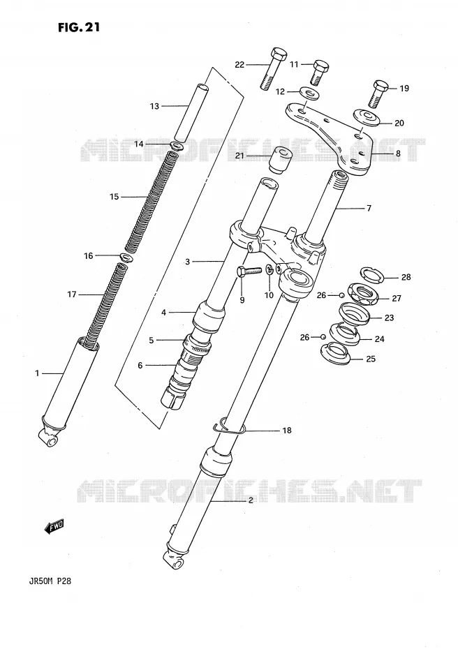 FOURCHE AVANT Suzuki MOTO 50 JR 1991  JR50M(P28)