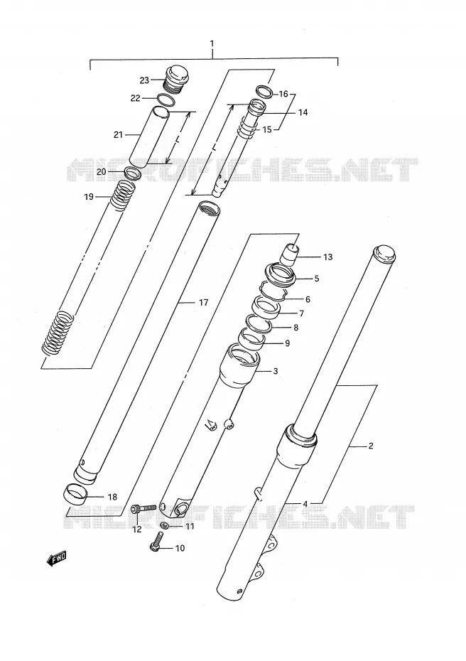 FOURCHE AVANT Suzuki MOTO 650 BOULEVARD 1988  LS650FJ(E28)