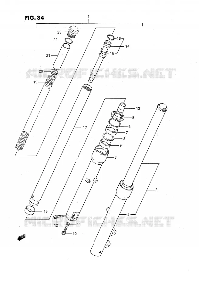 FOURCHE AVANT Suzuki MOTO 650 SAVAGE 1990  LS650PL(E2)
