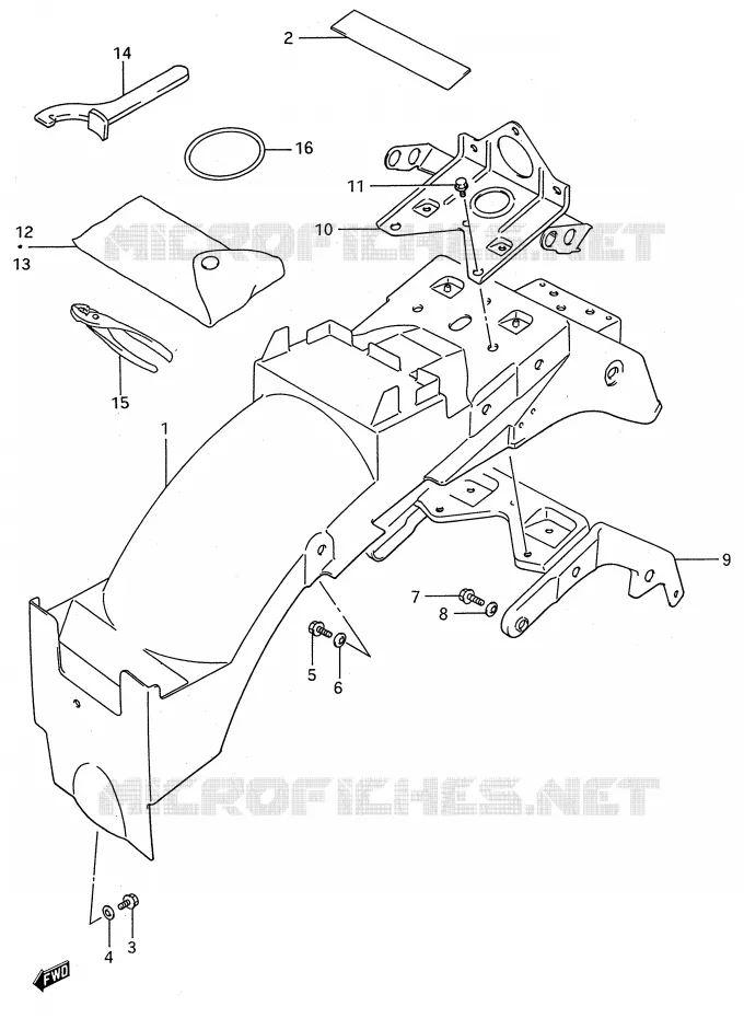 GARDE BOUE ARRIERE Suzuki MOTO 600 GSX-F 1992  GSX600FN(E28)