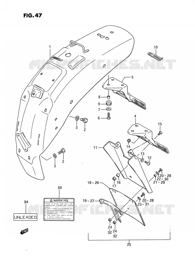 GARDE BOUE ARRIERE Suzuki MOTO 650 SAVAGE 1989  LS650FK(E2)