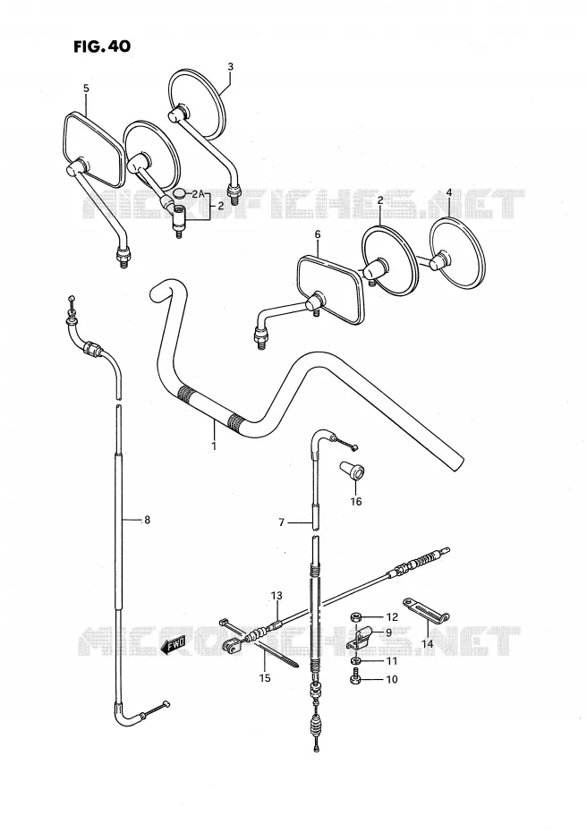 GUIDON - CABLES (LS650PG/PJ/PK/PL,MODEL M/R) Suzuki MOTO 650 SAVAGE 1990  LS650PL(E2)