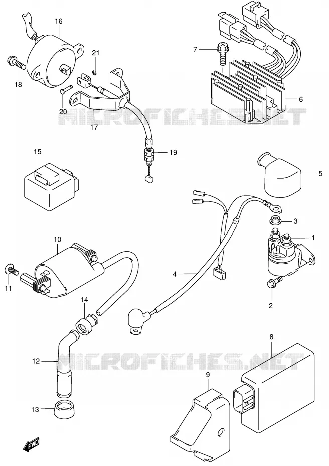 PARTIE ELECTRIQUE (MODELE K4) Suzuki MOTO 650 BOULEVARD 1999  LS650PX(E3/E28)