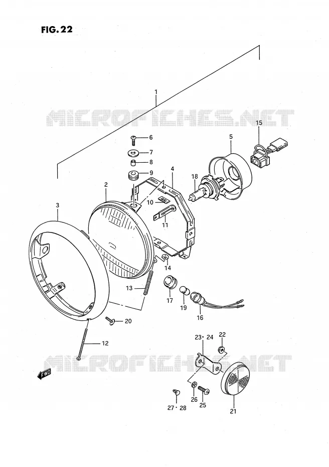 PHARE (MODELE G/J/K/L/M) Suzuki MOTO 650 SAVAGE 1988  LS650PJ(E2)