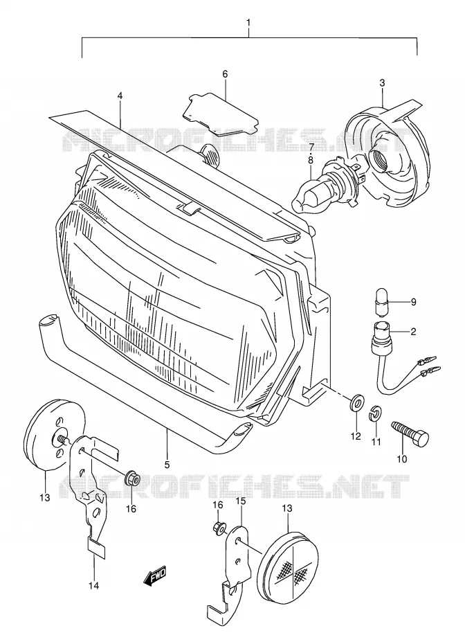 PHARE (MODELE J/K/L/M/N) Suzuki MOTO 600 GSX-F 1990  GSX600FUL(E2)