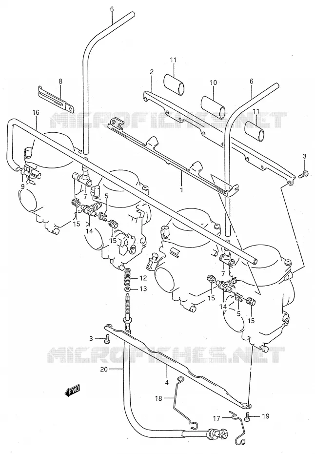 PIECES EXTERNES CARBURATEUR (MODELE L/M/N/P/R/S/T) Suzuki MOTO 600 GSX-F 1992  GSX600FN(E28)
