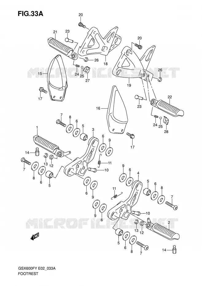 REPOSE PIED (MODELE K1/K2/K3) Suzuki MOTO 600 GSX-F 2000  GSX600FUY(E2)
