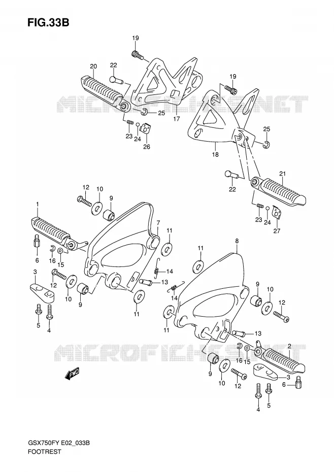 REPOSE PIED (MODELE K1/K2/K3) Suzuki MOTO 750 GSX-F 2003  GSX750FLK3(E2)