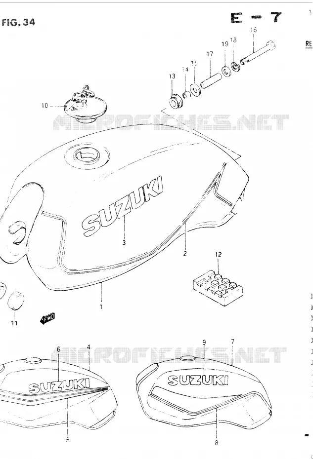 RESERVOIR D'ESSENCE (GSX400SE/SF/SG,GSX400EF E17) Suzuki MOTO 400 GSX 1985  GSX400SF(E2)