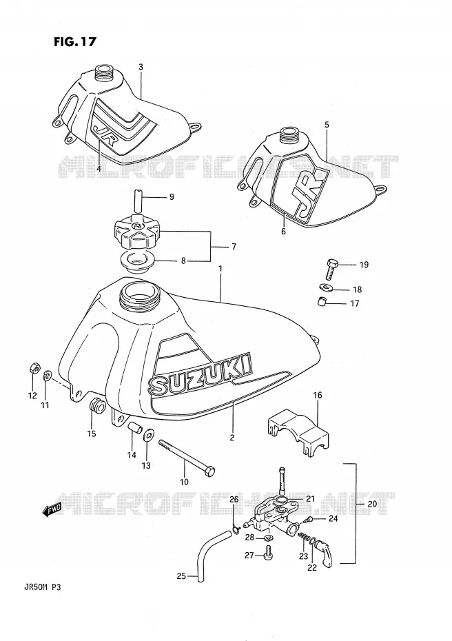RESERVOIR D'ESSENCE (MODELE F/G/H) Suzuki MOTO 50 JR 1985  JR50F(P3)