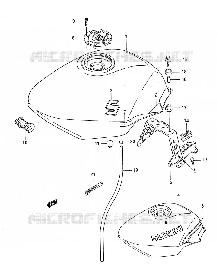 RESERVOIR D'ESSENCE (MODELE K/L) Suzuki MOTO 750 GSX-F 1996  GSX750FT(E28)