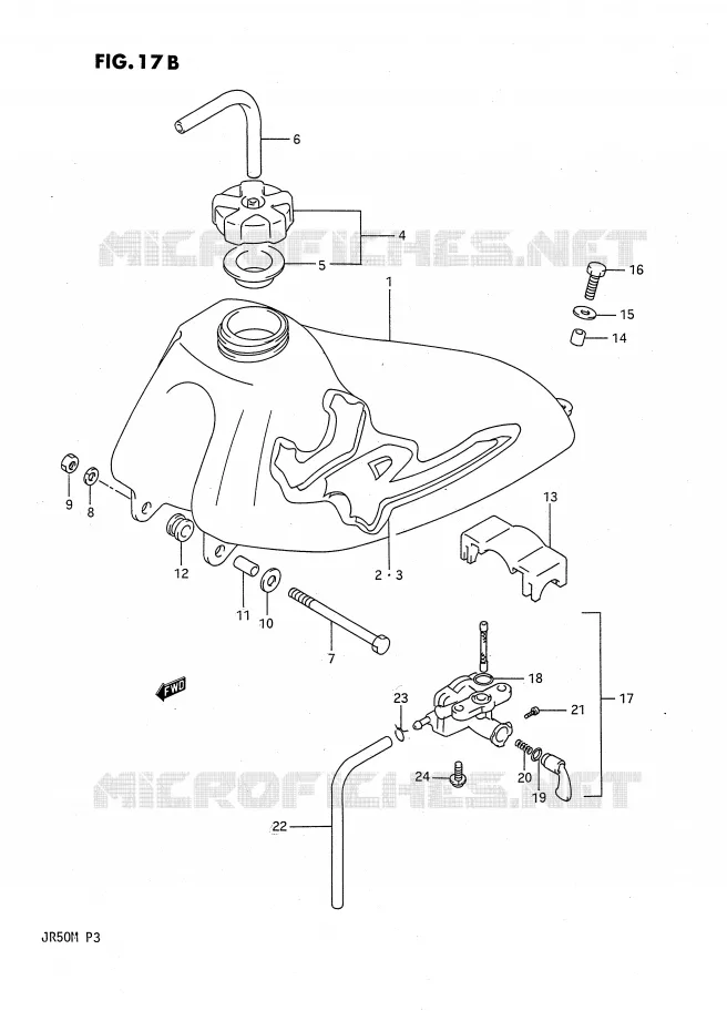 RESERVOIR D'ESSENCE (MODELE M) Suzuki MOTO 50 JR 1985  JR50F(P3)