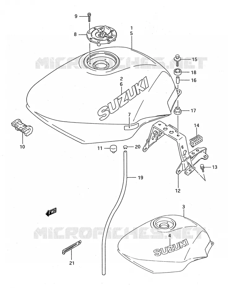 RESERVOIR D'ESSENCE (MODELE P/R/S/T) Suzuki MOTO 750 GSX-F 1991  GSX750FM(E28)