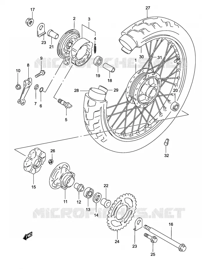 ROUE ARRIERE Suzuki MOTO 250 MARAUDER 2003  GZ250LK3(P19)