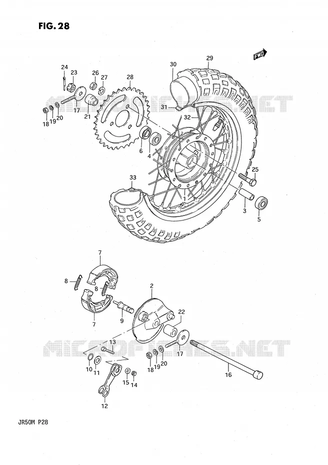 ROUE ARRIERE Suzuki MOTO 50 JR 1989  JR50K(P28)