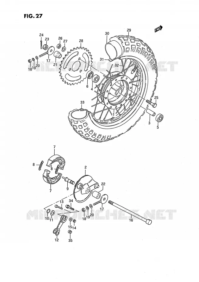 ROUE ARRIERE Suzuki MOTO 50 JR 1992  JR50N(P28)