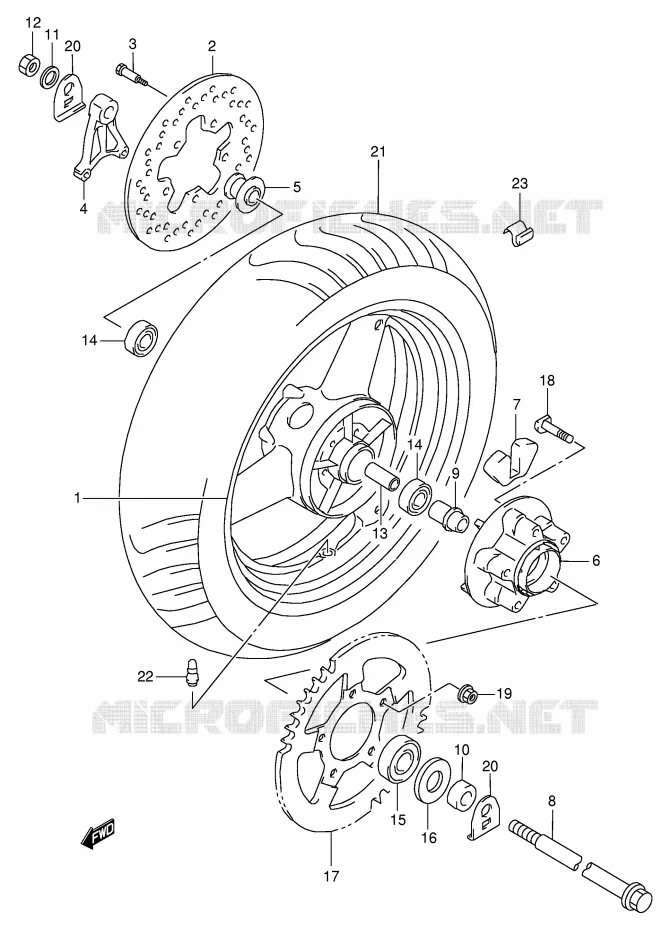 ROUE ARRIERE Suzuki MOTO 600 GSX-F 2002  GSX600FK2(E2)