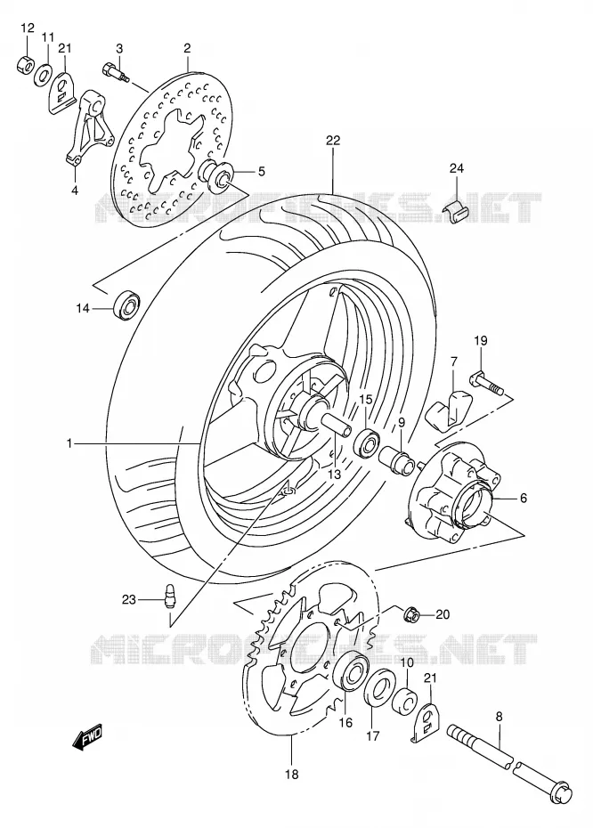 ROUE ARRIERE Suzuki MOTO 600 GSX-F 2005  GSX600FK5(E2)