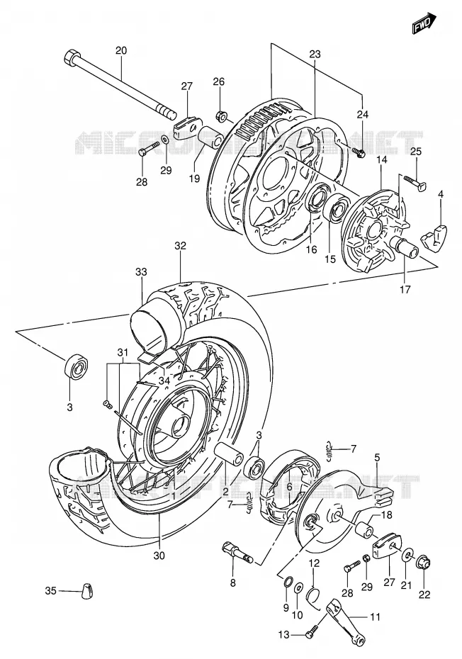 ROUE ARRIERE Suzuki MOTO 650 SAVAGE 2003  LS650PK3(E2)
