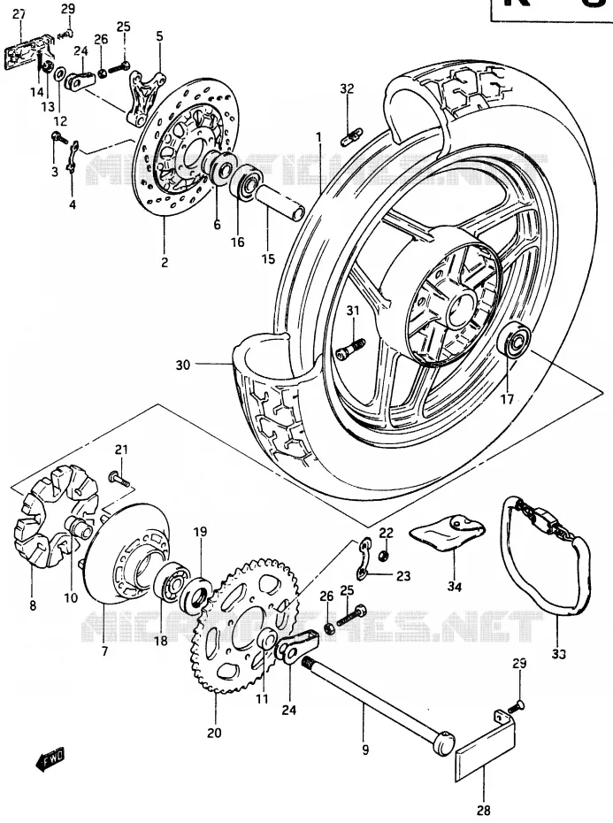 ROUE ARRIERE Suzuki MOTO 750 GSX-E 1985  GSX750ESF(F)