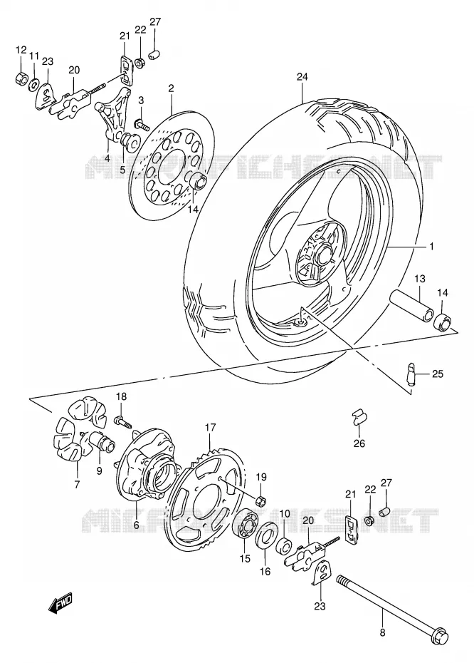 ROUE ARRIERE Suzuki MOTO 750 GSX-F 1997  GSX750FV(E4)