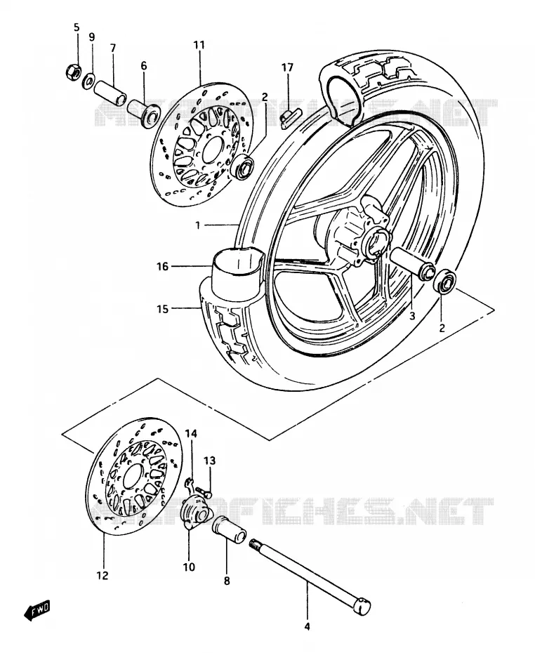 ROUE AVANT (GSX750ESD) Suzuki MOTO 750 GSX-E 1984  GSX750EFE(D/E)