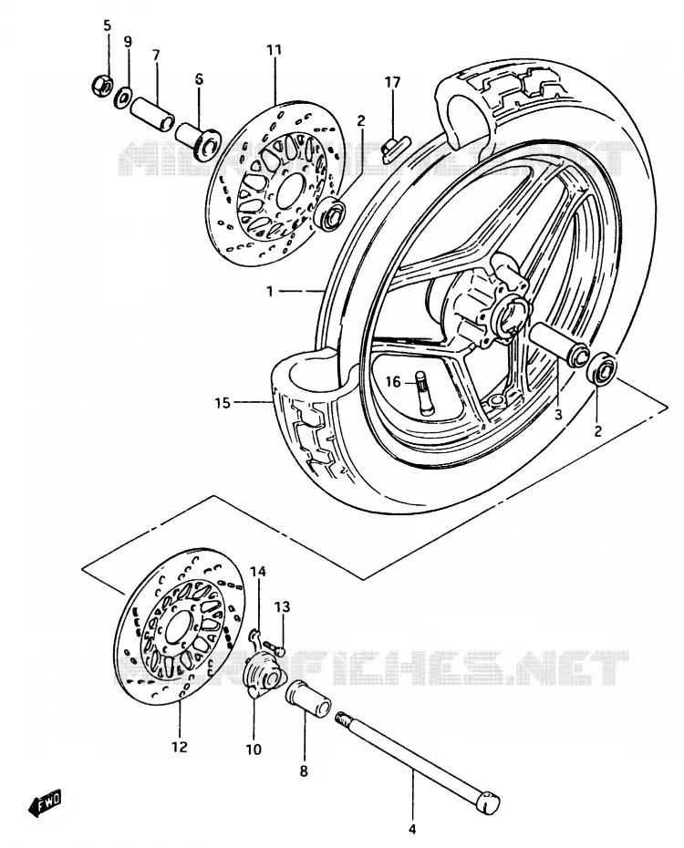 ROUE AVANT (GSX750ESE/EE/EFE) Suzuki MOTO 750 GSX-E 1984  GSX750EE(D/E)