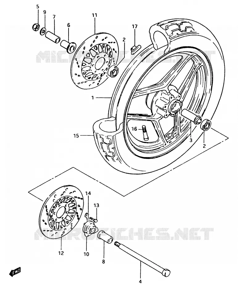 ROUE AVANT (GSX750ESE/EFE E6, E24) Suzuki MOTO 750 GSX-E 1983  GSX750ESD(D/E)