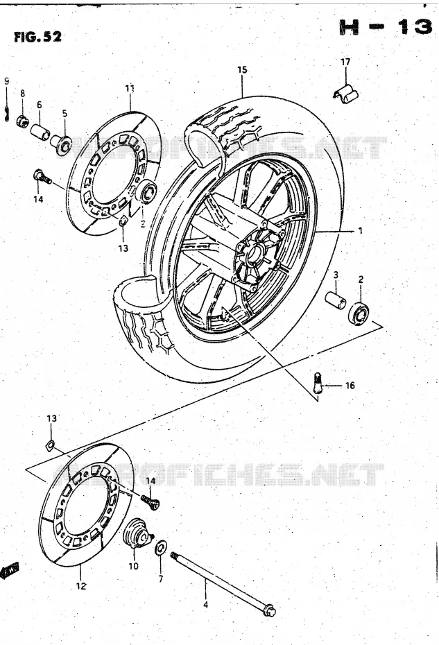 ROUE AVANT (MODELE G F.NO.103765~/MODELE H/J) Suzuki MOTO 1400 CAVALCADE 1987  GV1400GDH(DG-DJ/CJ)