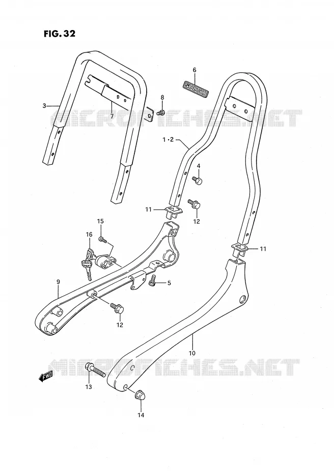 SUPPORT DOSSERET Suzuki MOTO 650 SAVAGE 1991  LS650PM(E2)